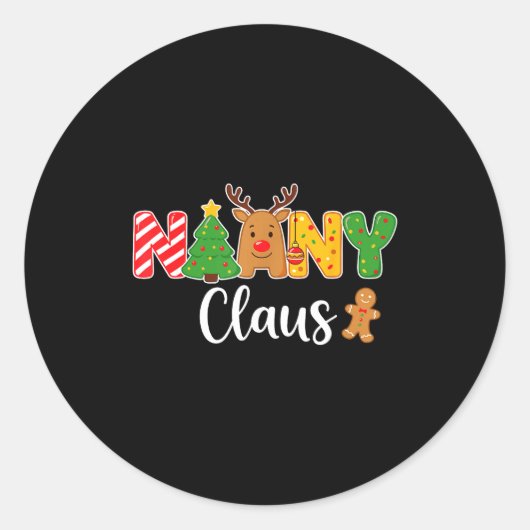 Nanny Claus Funny For Christmas With Reindeer And ラウンドシール (正面)
