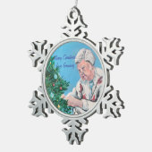 NANNY/GRAMMYからのクリスマスの挨拶 手描き スノーフレークピューターオーナメント (右)