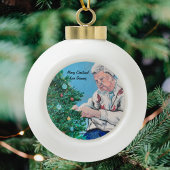 NANNY/GRAMMYからのクリスマスの挨拶 手描き セラミックボールオーナメント