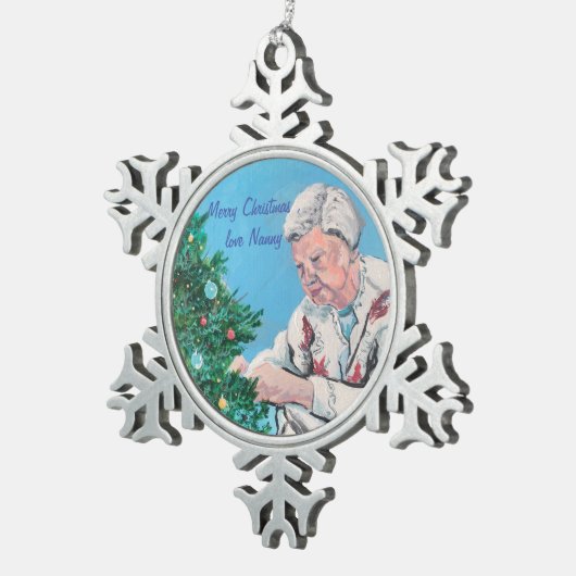 NANNY/GRAMMY handからのクリスマスグリーティン色彩の鮮やかグ スノーフレークピューターオーナメント (右)