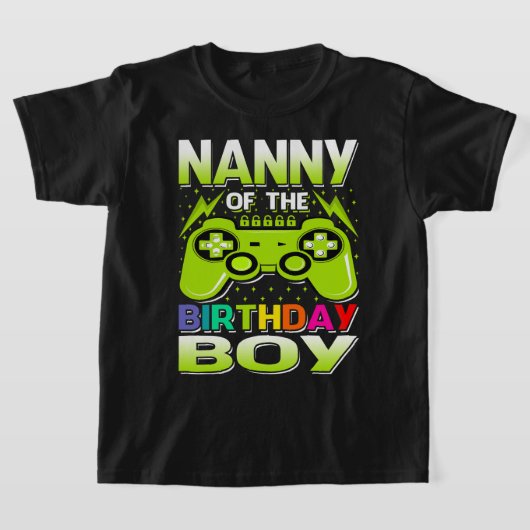 NANNY Of The誕生日ボーイマッチビデオゲーマーBir Tシャツ (レイダウン)