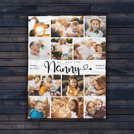 Nanny We Love youハートモダンPhoto Collage フリースブランケット