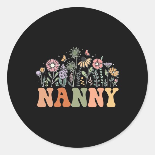 Nanny Wildflower Floral Birthday Baby Shower New N ラウンドシール (正面)