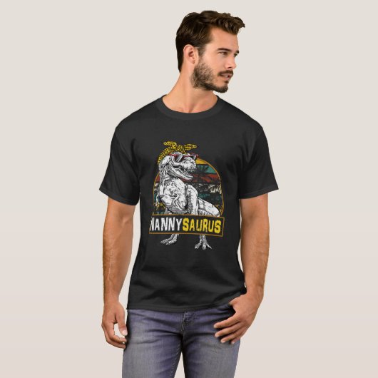 Nannysaurus Leopard T Rex Dinosaur Nanny Saurus Mo Tシャツ (正面フル)