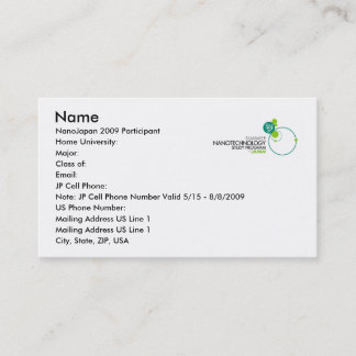 NanoJapanの名刺 コーリングカード