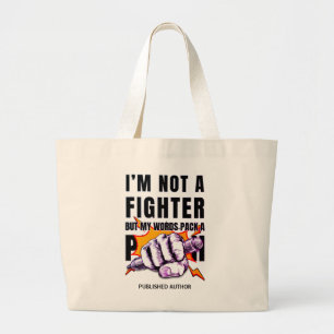 NaNoWriMo WRITER NOT A FIGHTER作家本 ラージトートバッグ