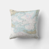 Nantucketのサウンドとアプローチの図航海の1323 クッション (裏面)