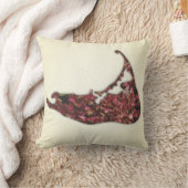 Nantucketの島のアジサイの地図 クッション (ブランケット)