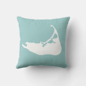 Nantucketの島、水のティール(緑がかった色)の地図との米国東部標準時刻1659年 クッション (裏面)