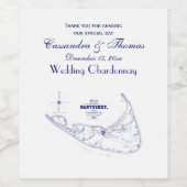 Nantucketの島MAのヴィンテージの地図の濃紺 ワインラベル (シングルラベル)