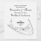 Nantucketの島MAのヴィンテージの地図の黒 ワインラベル (シングルラベル)