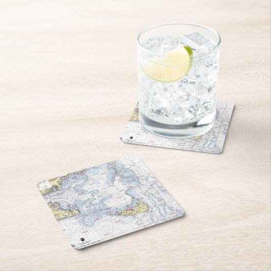 Nantucketの航海のな地図のコースター スクエアペーパーコースター (インサイチュ)