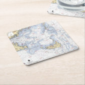 Nantucketの航海のな地図のコースター スクエアペーパーコースター (アングル)