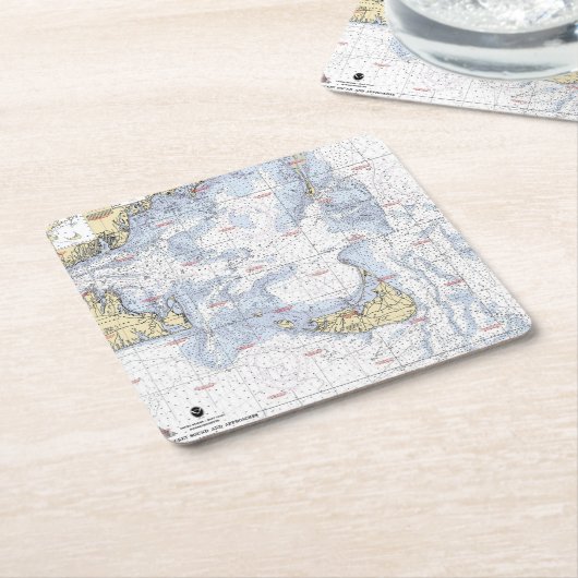 Nantucketの航海のな地図のコースター スクエアペーパーコースター (アングル)