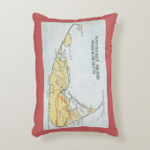 Nantucketの赤のNantucketの地図の枕 アクセントクッション (正面(垂直))