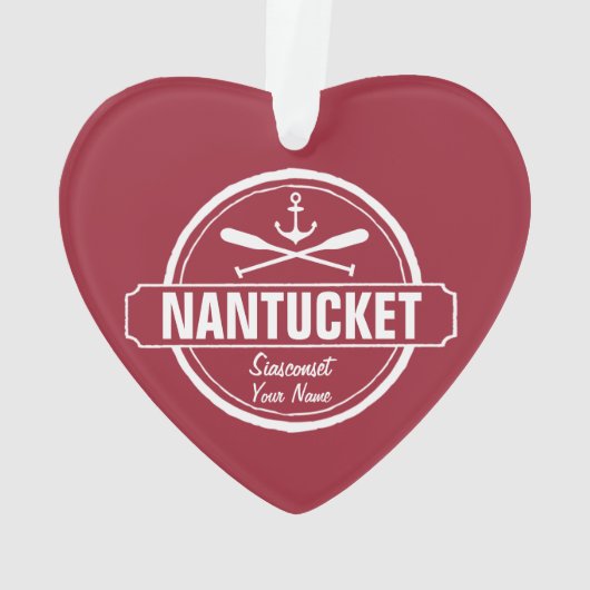 NantucketのMAの名前入りな名前、航海のないかり オーナメント (裏面)