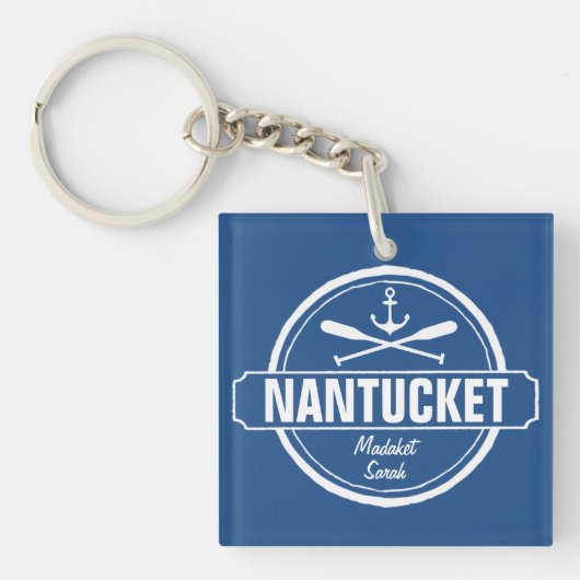 NantucketのMAの名前入りな名前、航海のないかり キーホルダー (正面)