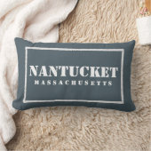 Nantucketマサチューセッツのリバーシブルの青及びティール(緑がかった色) ランバークッション (ブランケット)