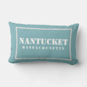 Nantucketマサチューセッツのリバーシブルの青及びティール(緑がかった色) ランバークッション (裏面)