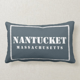 Nantucketマサチューセッツのリバーシブルの青及びティール（緑がかった色） ランバークッション