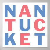 Nantucket赤と青のタイポグラフィのポスター#2 ポスター (正面)
