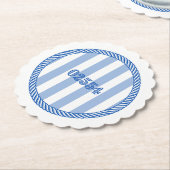 Nantucket 02554 Zipコードコースターブルーホワイト ペーパーコースター (アングル)