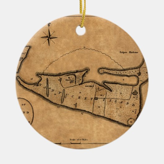 Nantucket 1782年の地図 セラミックオーナメント (正面)