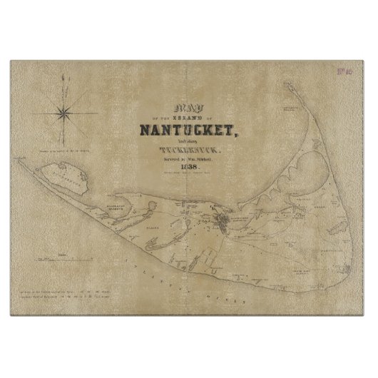 Nantucket (1838年)のヴィンテージの地図 カッティングボード (正面)