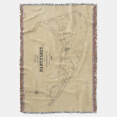 Nantucket (1838年)のヴィンテージの地図 スローブランケット (正面縦)