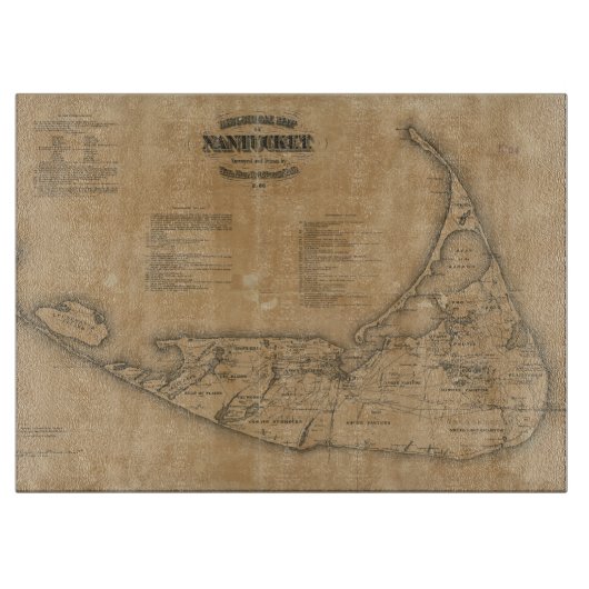 Nantucket (1869年)のヴィンテージの地図 カッティングボード (正面)