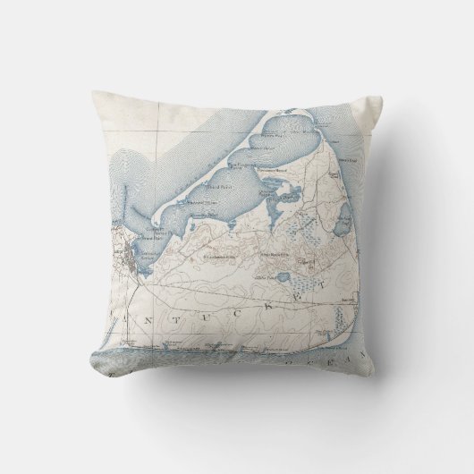 Nantucket (1919年)のヴィンテージの地図 クッション (正面)
