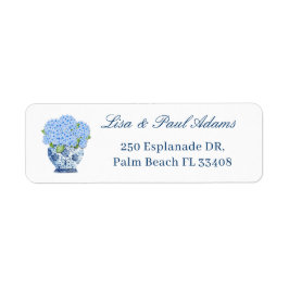 Nantucket Blue Chinoiserie Hydrangea Return Addres ラベル