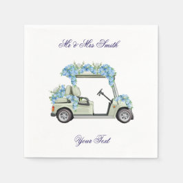  Nantucket Blue Floral Golf Cart Wedding Napkin スタンダードカクテルナプキン