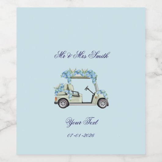 Nantucket Blue Hydrangea Golf Cart Label Set ワインラベル (シングルラベル)