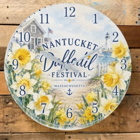 Nantucket Daffodil Festival Massachusetts ラージ壁時計