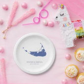 Nantucket Island Wedding Nantucket blue ペーパープレート (パーティー)