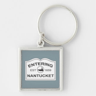 Nantucket Keepsake Sign White & Blueへの入場 キーホルダー