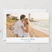 Nantucket Map Elegant Navy Blue Wedding セーブザデート (裏面)