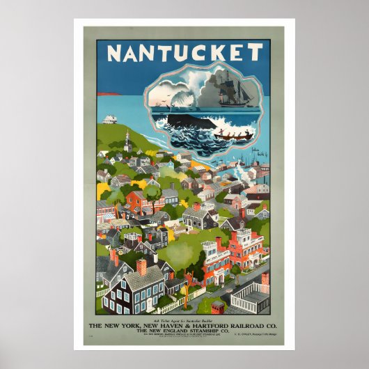 Nantucket Massachusetts Vintage Travel Poster ポスター (正面)