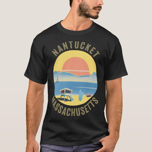 Nantucket Souvenir Apparel  Retro Vintage Nantucke Tシャツ (正面)
