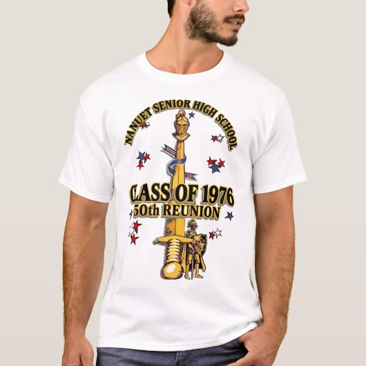 Nanuet Senior HS Knights 同窓会 ブラックゴールド Tシャツ (正面)