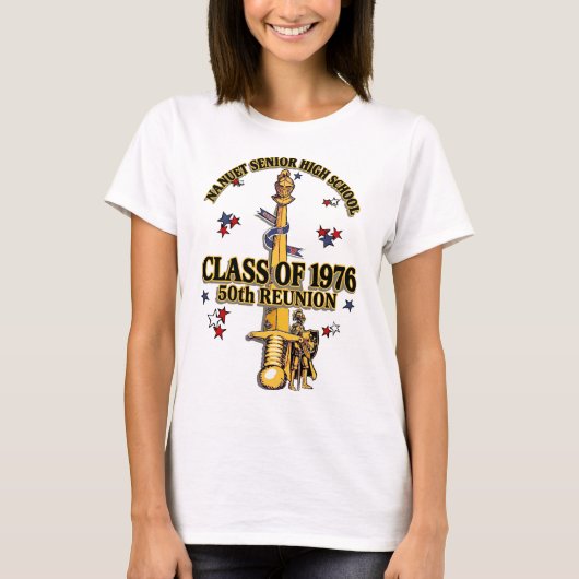 Nanuet Senior HS Knights 同窓会 ブラックゴールド Tシャツ (正面)