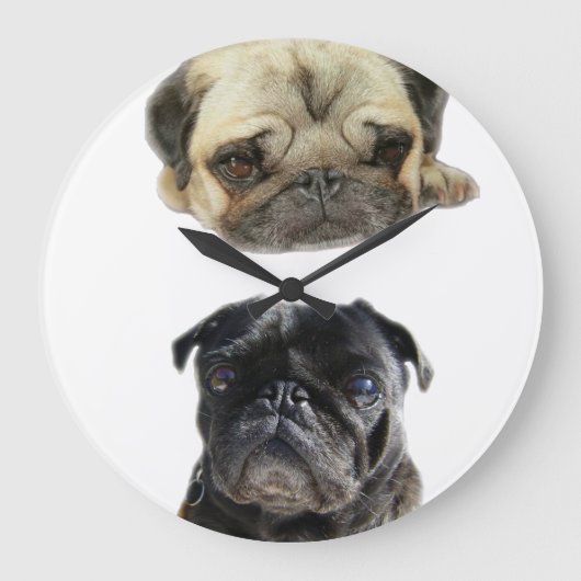 Não perca a hora estilo pugs ラージ壁時計 (正面)