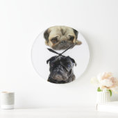 Não perca a hora estilo pugs ラージ壁時計 (ホーム)