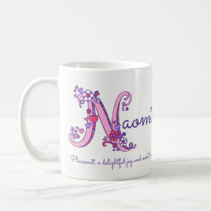 Naomiの一流の意味ハートの花Nのモノグラムのマグ コーヒーマグカップ