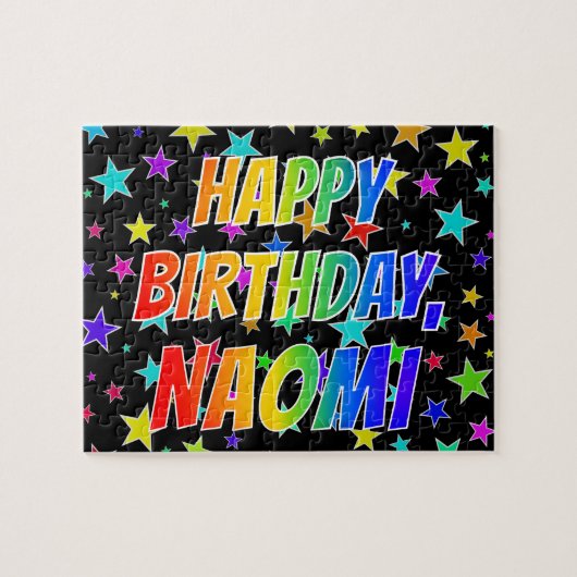「NAOMI」名、おもしろい「ハッピーバースデー」 ジグソーパズル (横)
