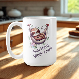 Nap Hard Sloth コーヒーマグカップ