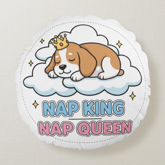 Nap King / Nap Queen ラウンドクッション (正面)