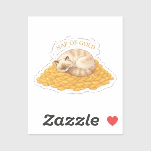 Nap Of Gold Sleepy Cat On Coins Cozy Sticker シール (シート)