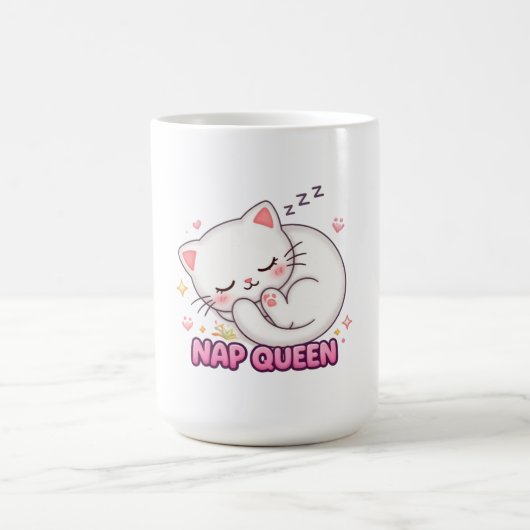 Nap Queen Cat Sticker | Cute Sleeping Cat コーヒーマグカップ (中央)